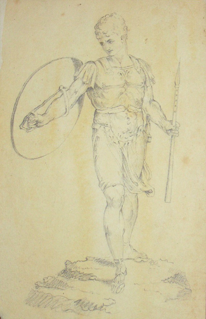 Pencil sketch - (pencil sketch of an ancient warrior)
